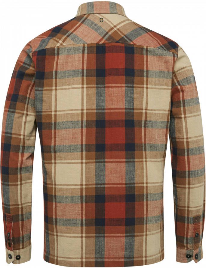 PME Legend Bruine Casual Overhemd Long Sleeve Shirt Ctn Yd Slub Check