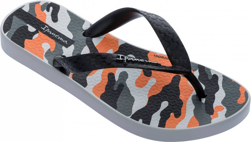 Ipanema Classic Kids teenslippers met printopdruk grijs/zwart/oranje