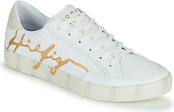 Tommy Hilfiger TH Signature Leather Sneaker leren sneakers wit/goud