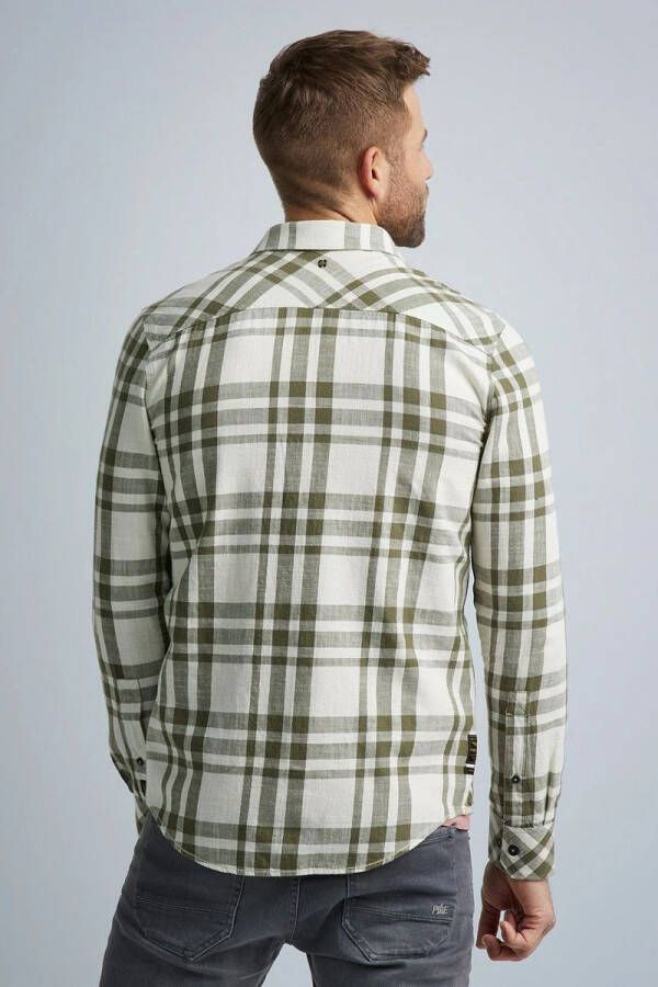 PME Legend Gebroken Wit Casual Overhemd Long Sleeve Shirt Yarn Dyed Slub Check