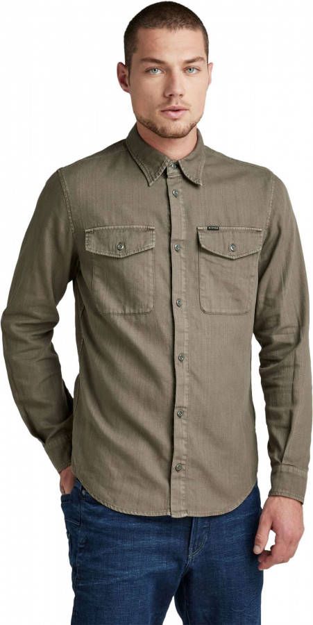 G-Star G Star RAW slim fit overhemd Marine van biologisch katoen turf