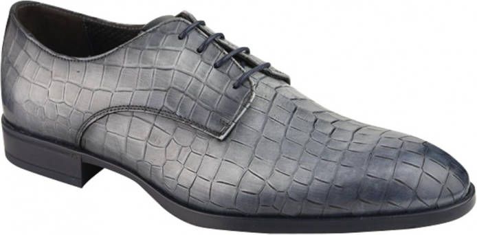 Giorgio 67354 blauw grijze croco leren veterschoen(80 Perla )