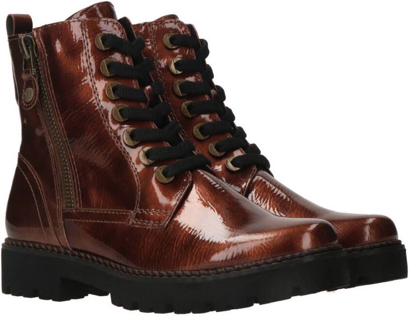 Marco Tozzi Hoge veterschoenen in glanzende look